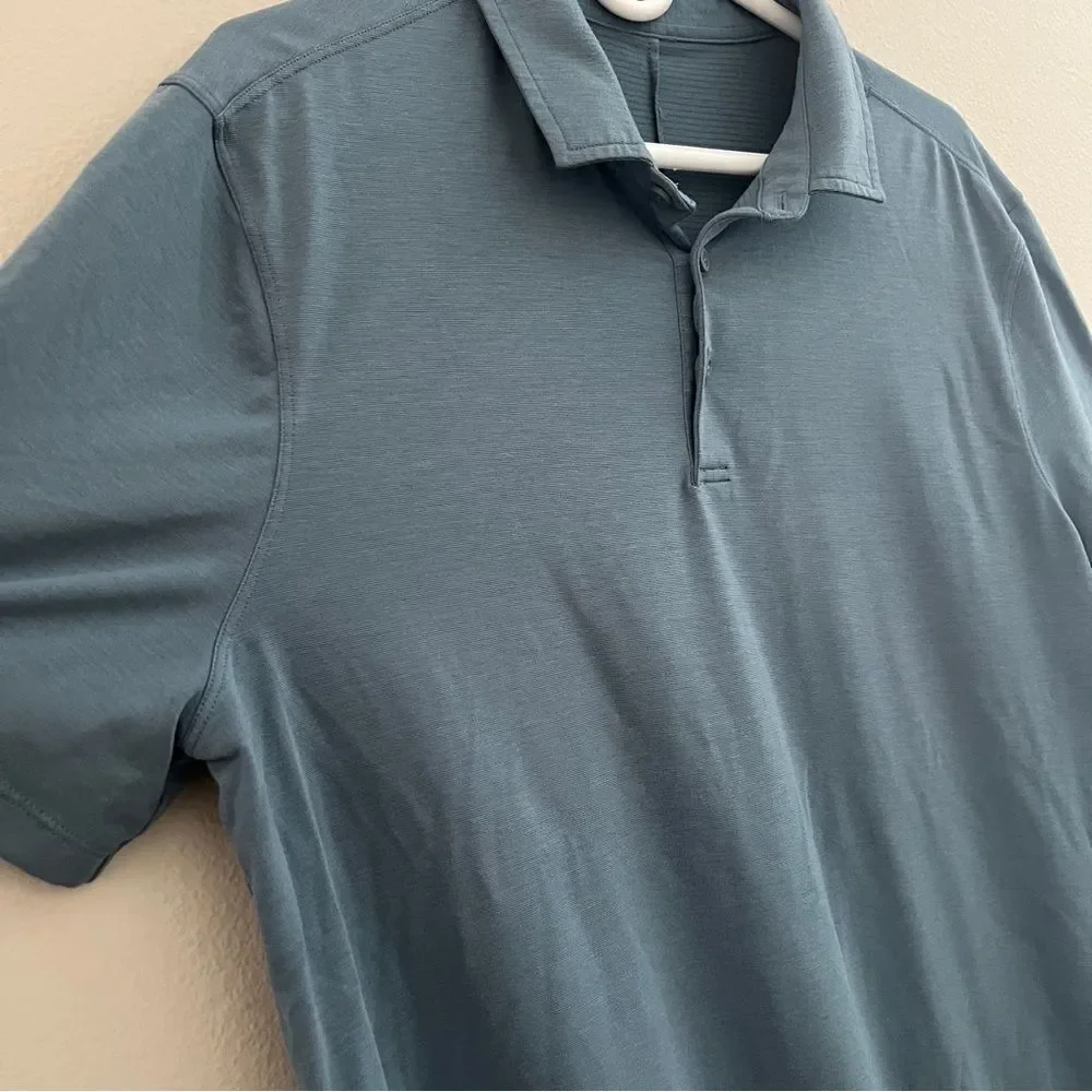 Lululemon men’s polo shirt sleeve size XL blue golf - Picture 3 of 4